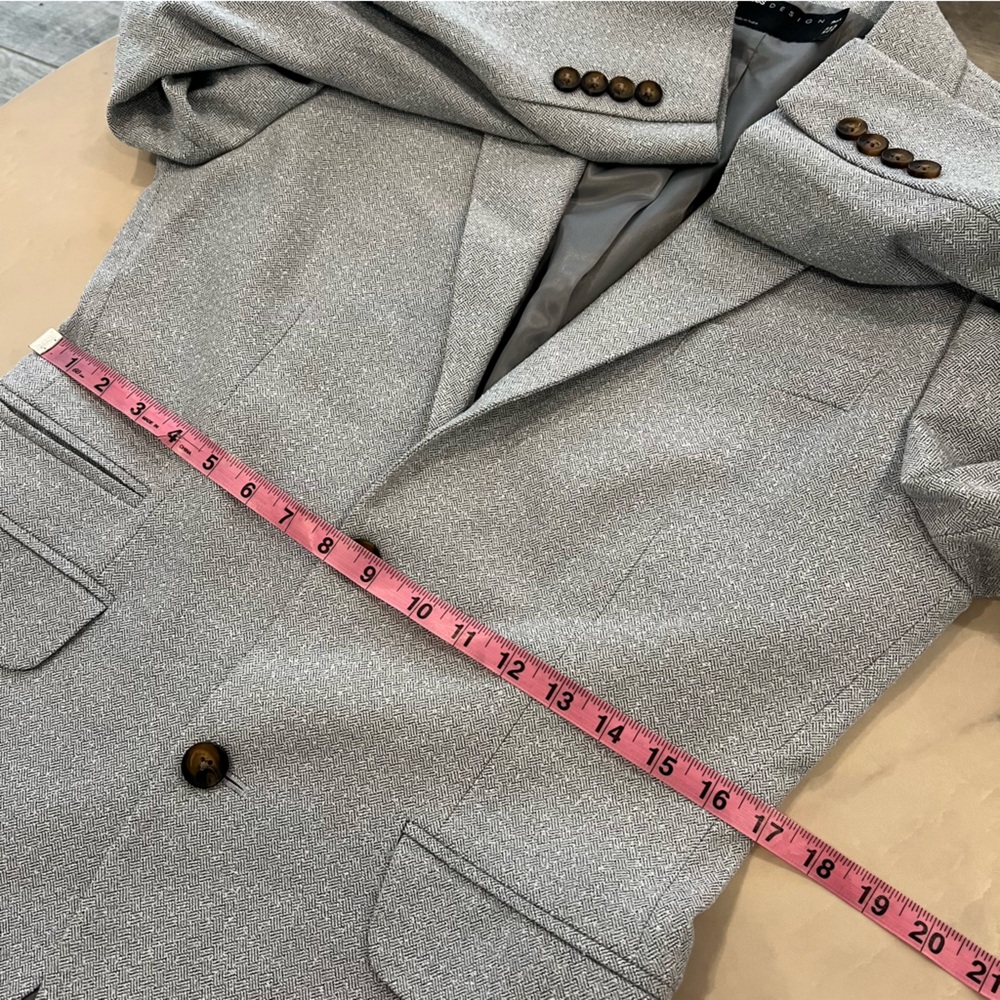 ASOS Design Light Grey Tweed Blazer Jacket. - Picture 11 of 15
